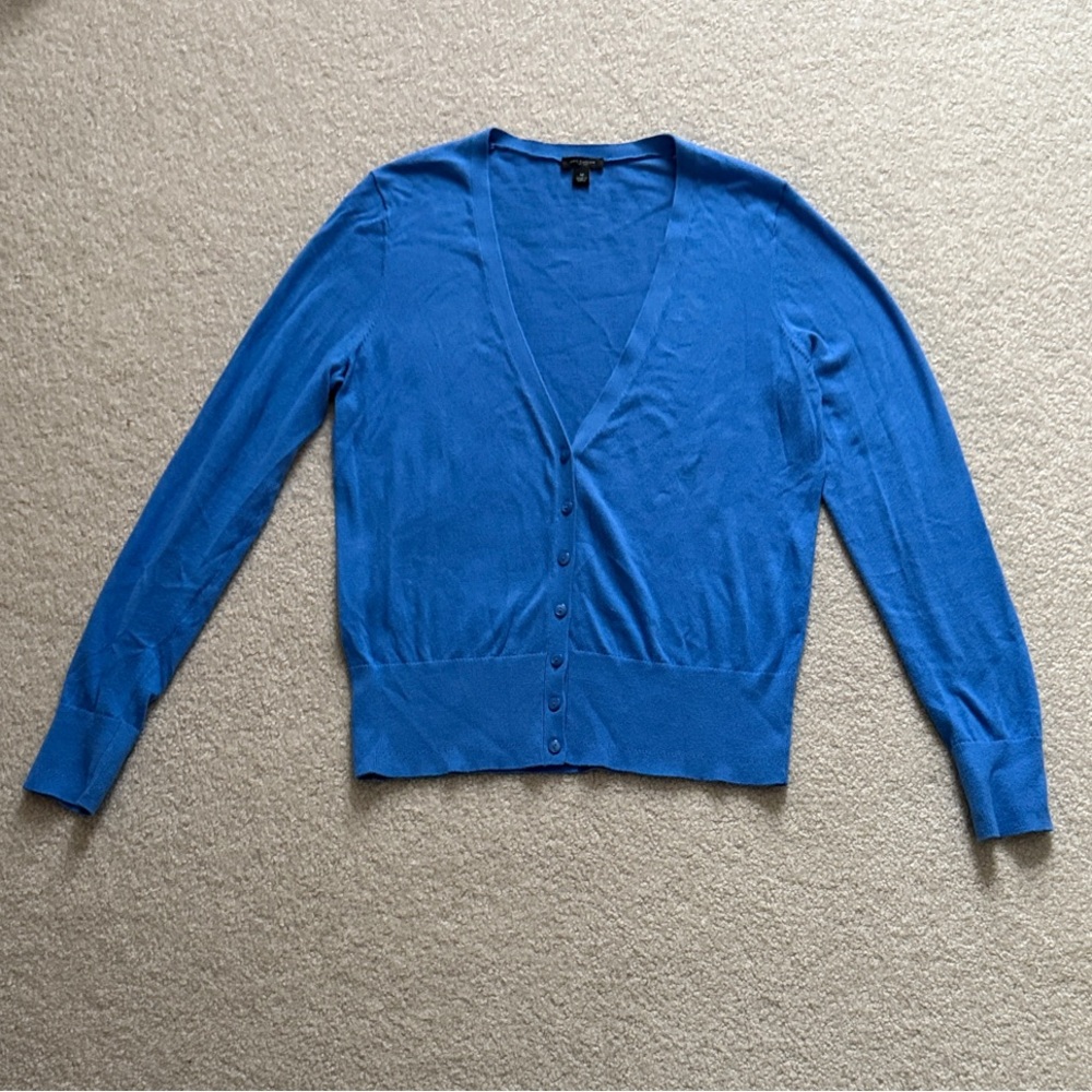 Ann Taylor Ann Cardigan – Blue, 100% Cotton, Size M